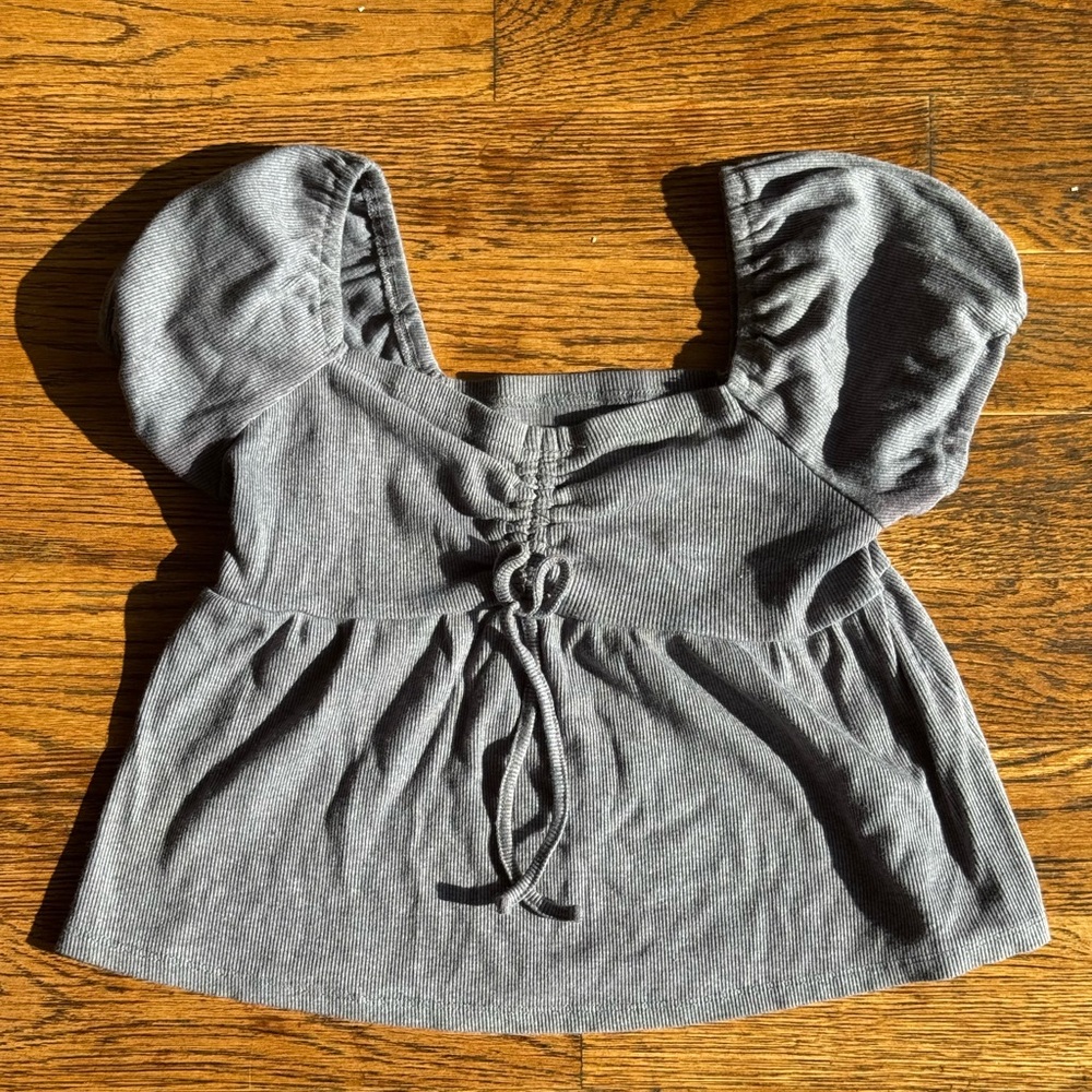 Arizona Jean Company Charcoal Puff Sleeve Blouse